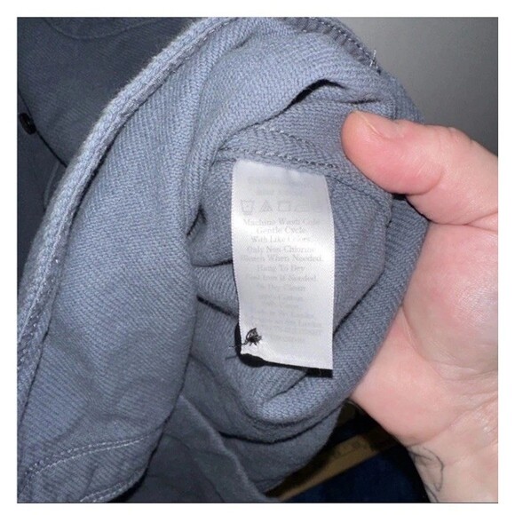 Everlane Men's L Heavyweight Overshirt Shacket Slate Blue Long Sleeve Button Up - Picture 3 of 8